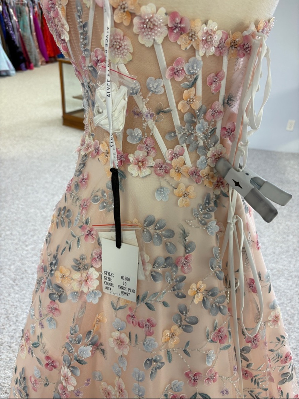 Prom dress alyceparis #61986 floral French pink - Picture 5 of 11